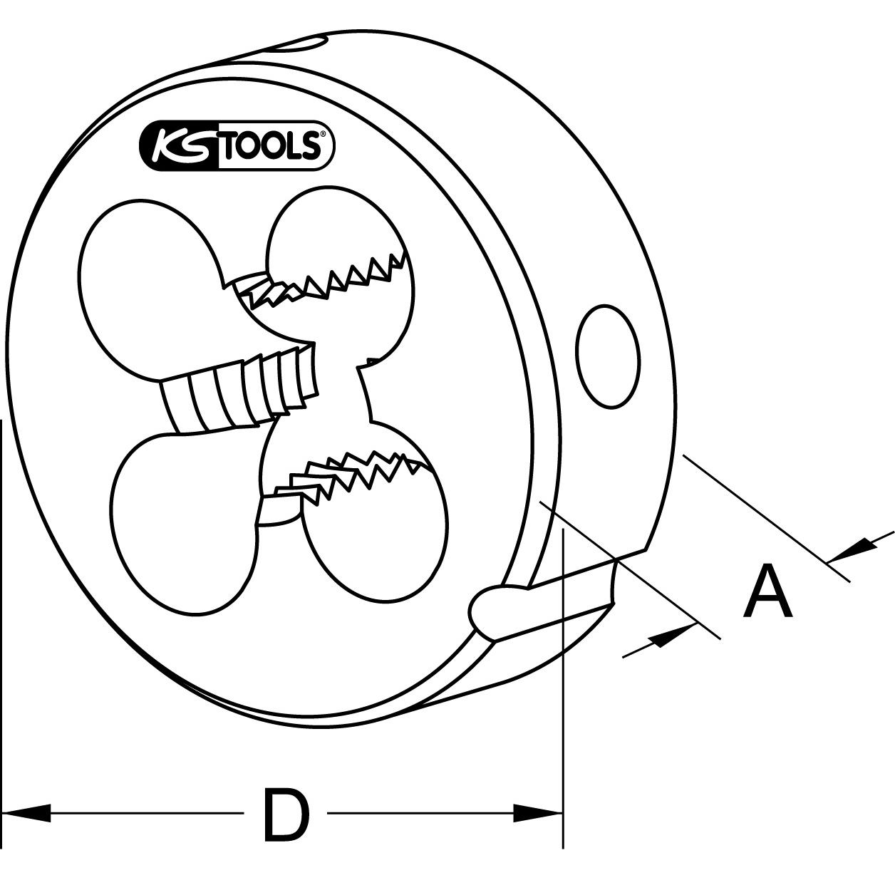 KS Tools HSS Schneideisen M, M5x0,8-2 Technische Zeichnung
