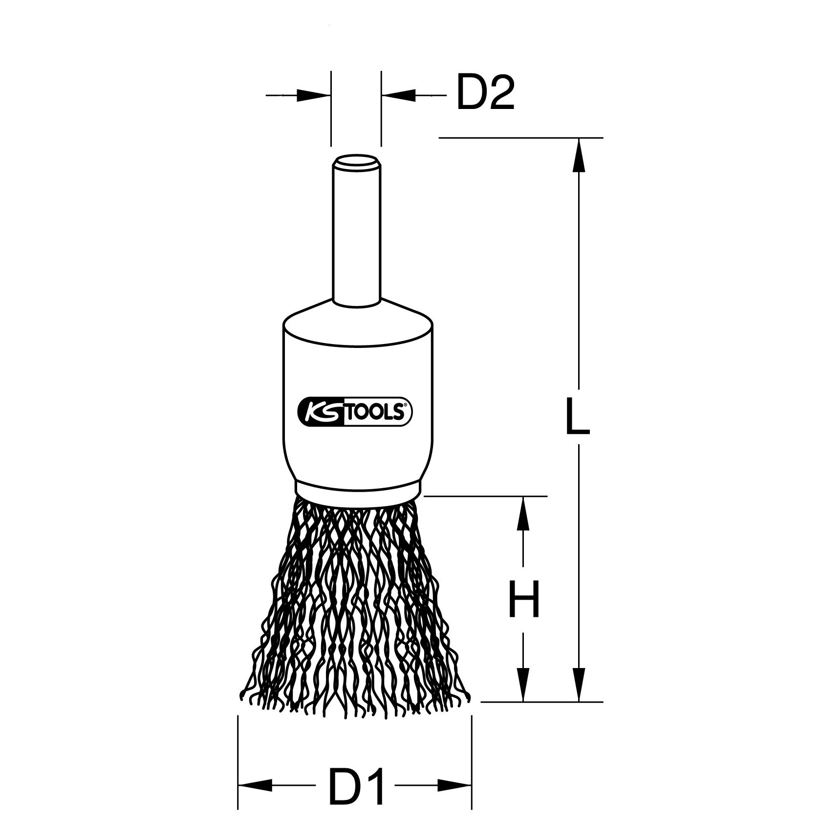 KS Tools Stahldraht Pinselbürste 0,3mm, Ø 25mm-2 Technische Zeichnung