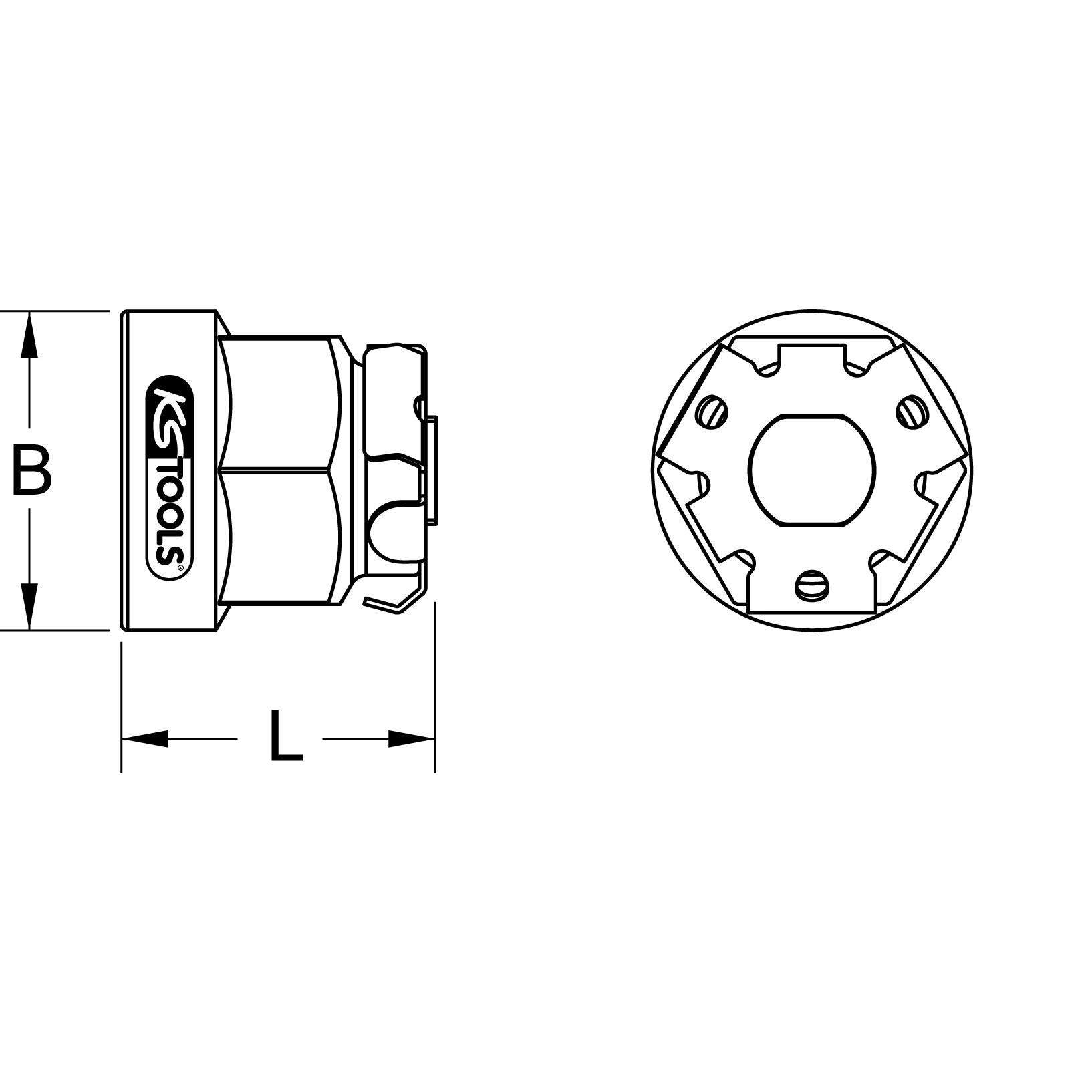 KS Tools GEARplus Bit-Adapter, 3/8"x1/4"-1 Technische Zeichnung