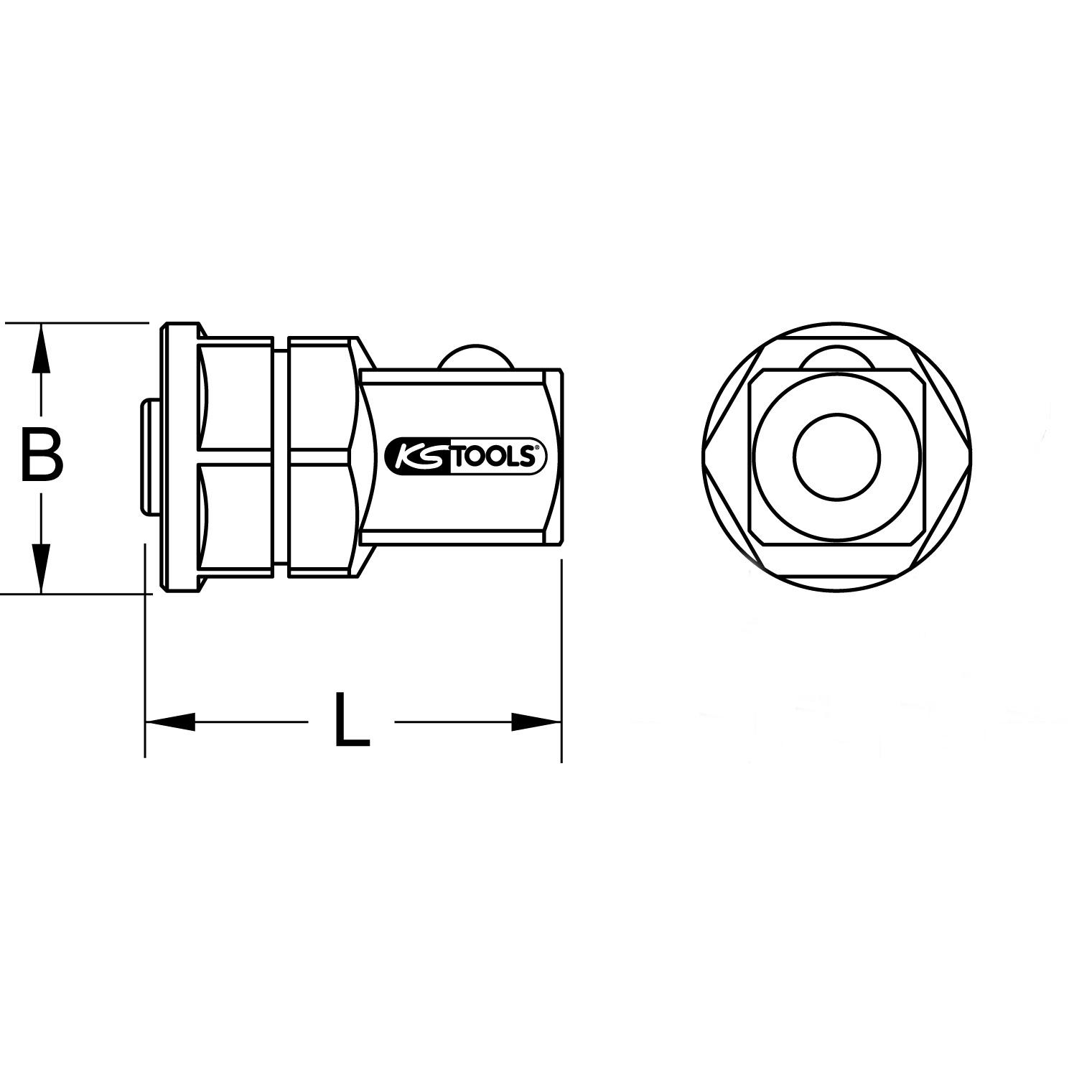 KS Tools GEARplus Stecknuss-Adapter, 1/2"x3/4"-1 Technische Zeichnung