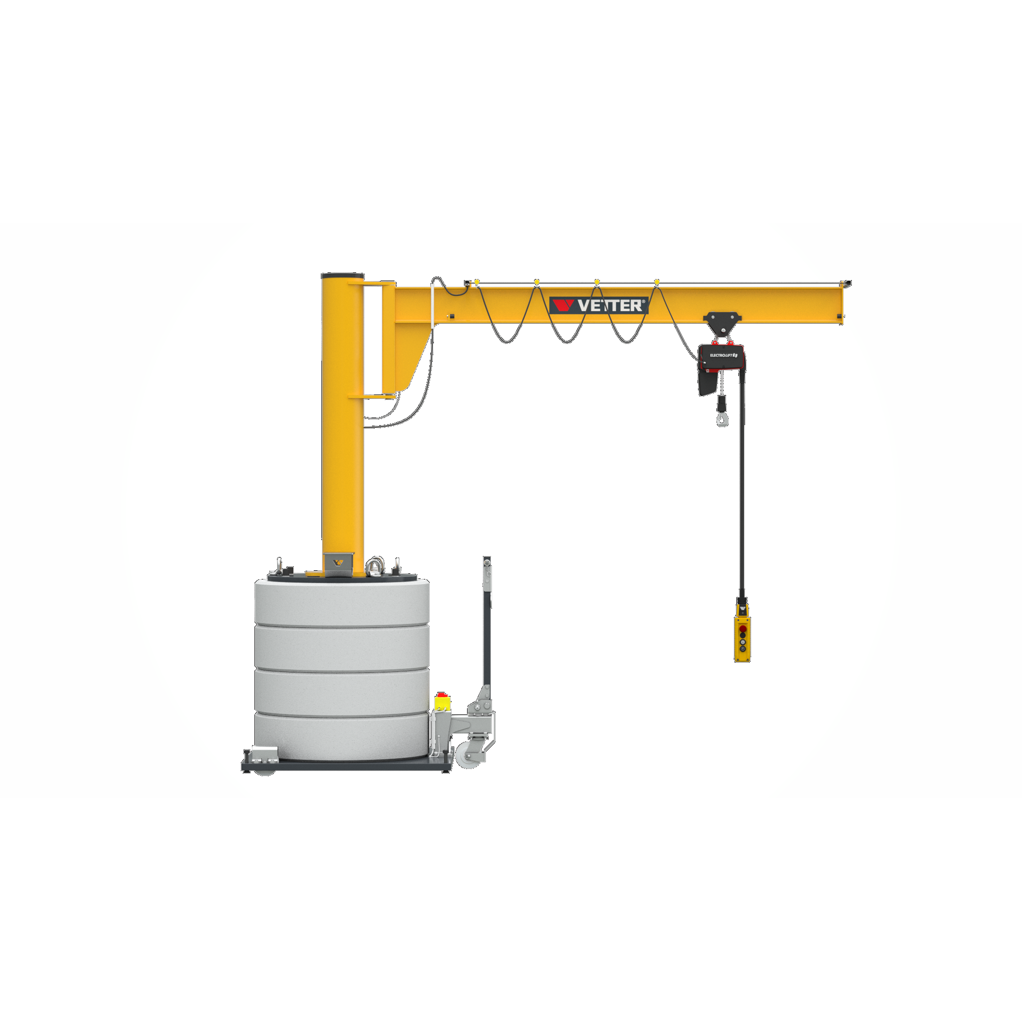 VETTER Krantechnik 125kg, 5,0m, 270°, Mobiler Schwenkkran MOB12-AS1,25-5,0 + Elektrokettenzug -1