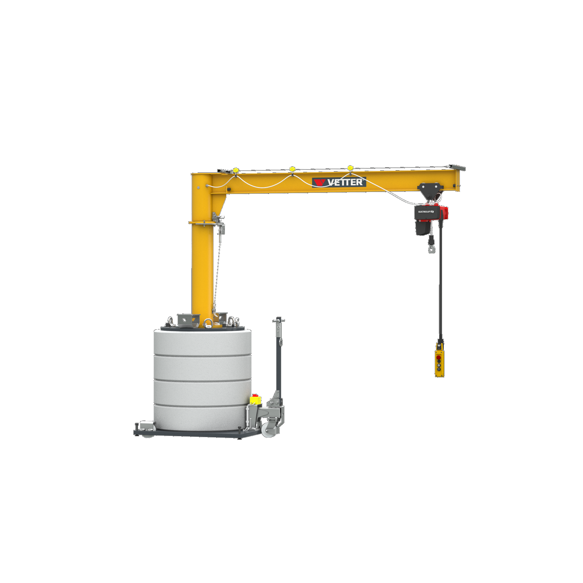 VETTER Krantechnik 125kg, 3,0m, 360°, Mobiler Schwenkkran MOB12-PR1,25-3,0 + Elektrokettenzug -2