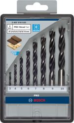 Bosch PRO Holzbohrer-Set mit Brad-Point-Spitze, 8-teilig, für präzises Holzbohren.